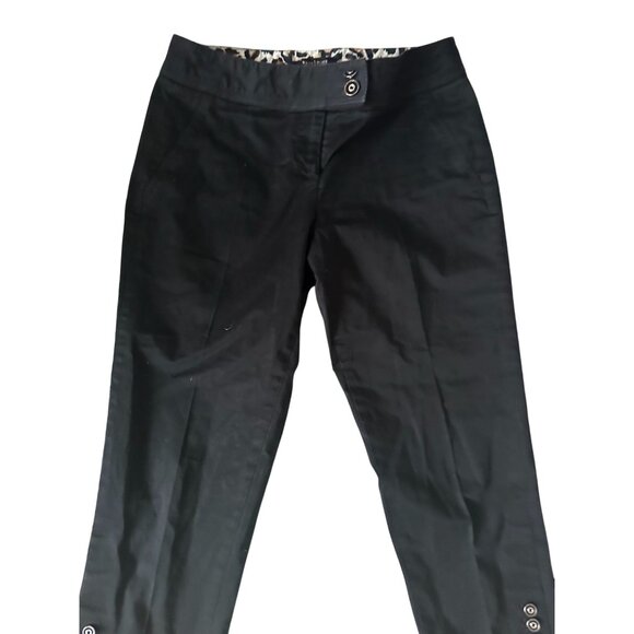 WHITE HOUSE BLACK MARKET WHBM Black Dress Button Detailed Crop Pants Size 4 - Picture 4 of 7